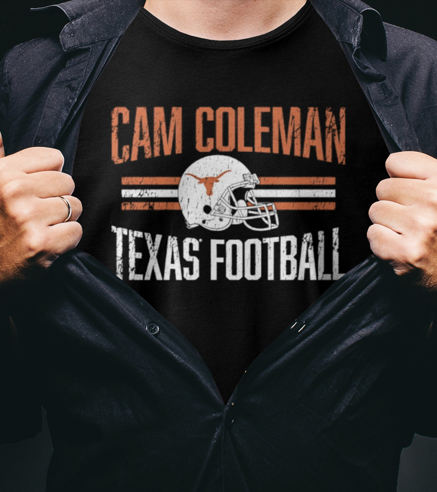 Cam Coleman Texas Longhorns NCAA Football Helmet Hero Texas Football T-Shirt