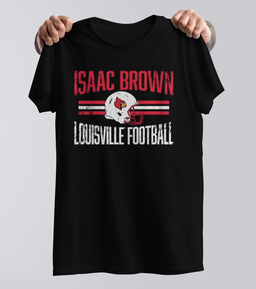 Isaac Brown Louisville Football Cardinals Helmet T-Shirt