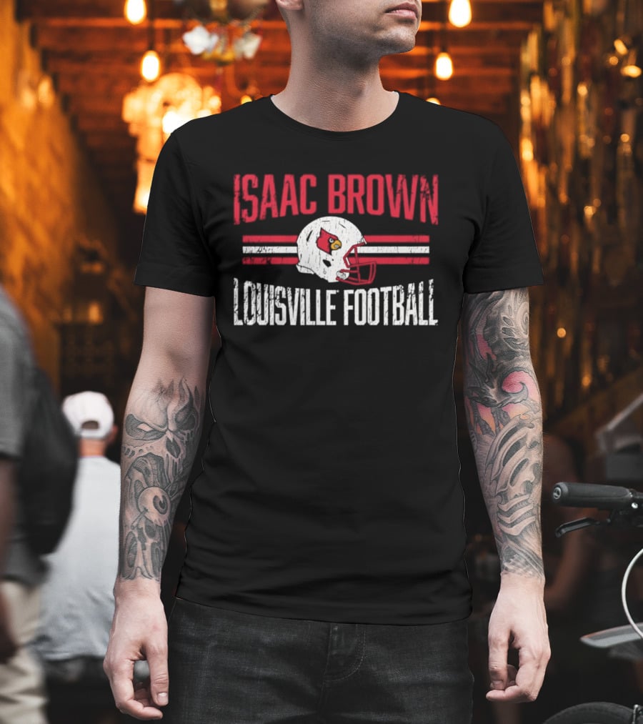 Isaac Brown Louisville Football Cardinals Helmet T-Shirt