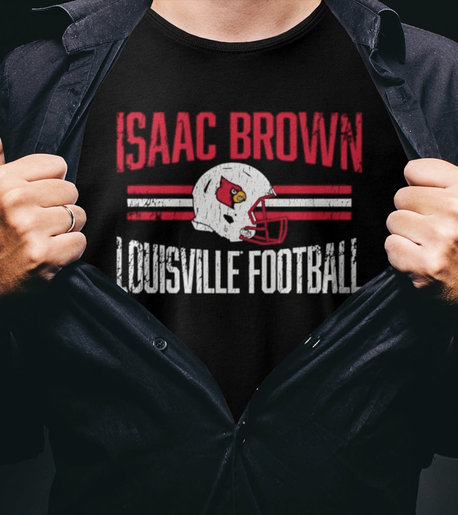 Isaac Brown Louisville Football Cardinals Helmet T-Shirt