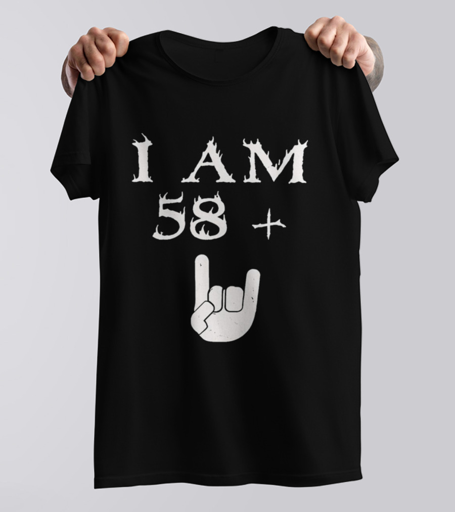 I Am 58 Plus Rock Hand Gesture T-Shirt