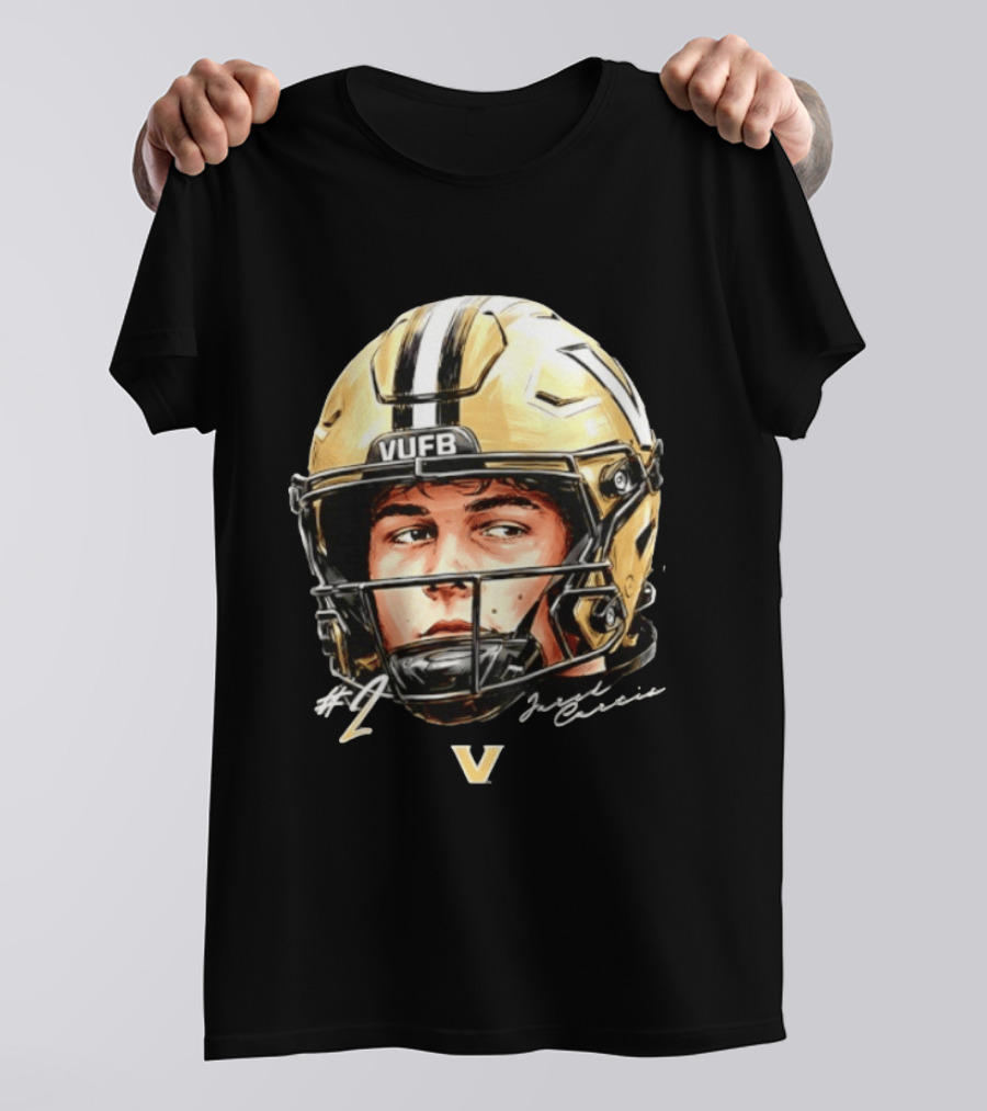 Jared Curtis 2 VUFB Vanderbilt Football Helmet T-Shirt