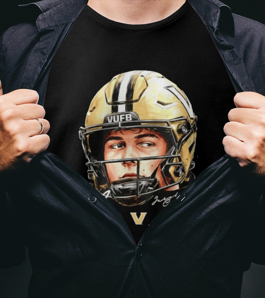 Jared Curtis 2 VUFB Vanderbilt Football Helmet T-Shirt