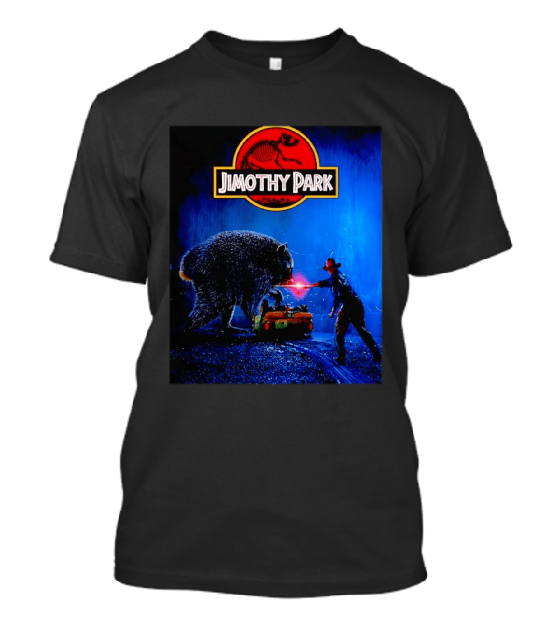 Jimothy Park Dinosaur Adventure Lampoon With Bear Scene T-Shirt