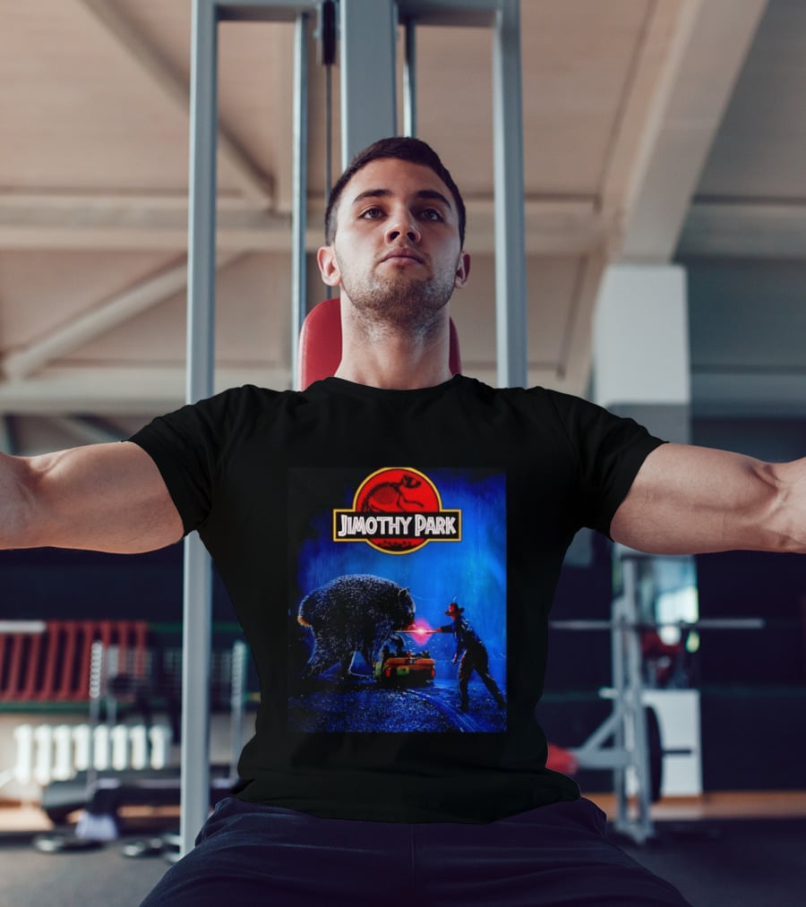 Jimothy Park Dinosaur Adventure Lampoon With Bear Scene T-Shirt