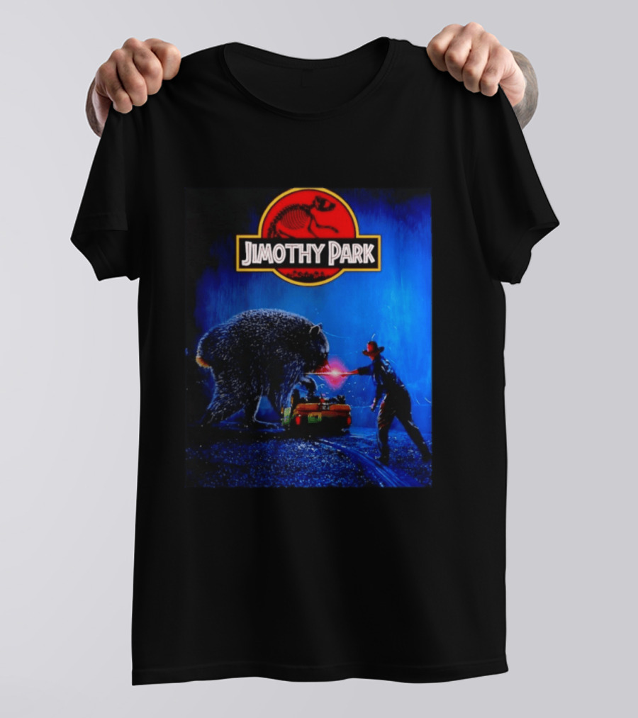 Jimothy Park Dinosaur Adventure Lampoon With Bear Scene T-Shirt