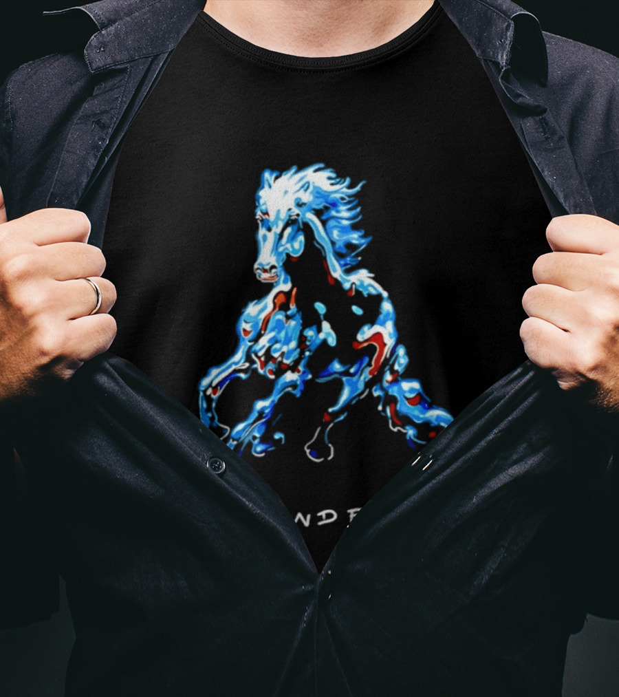 Wild Horse Wild And Free Blue Red Watercolor T-Shirt