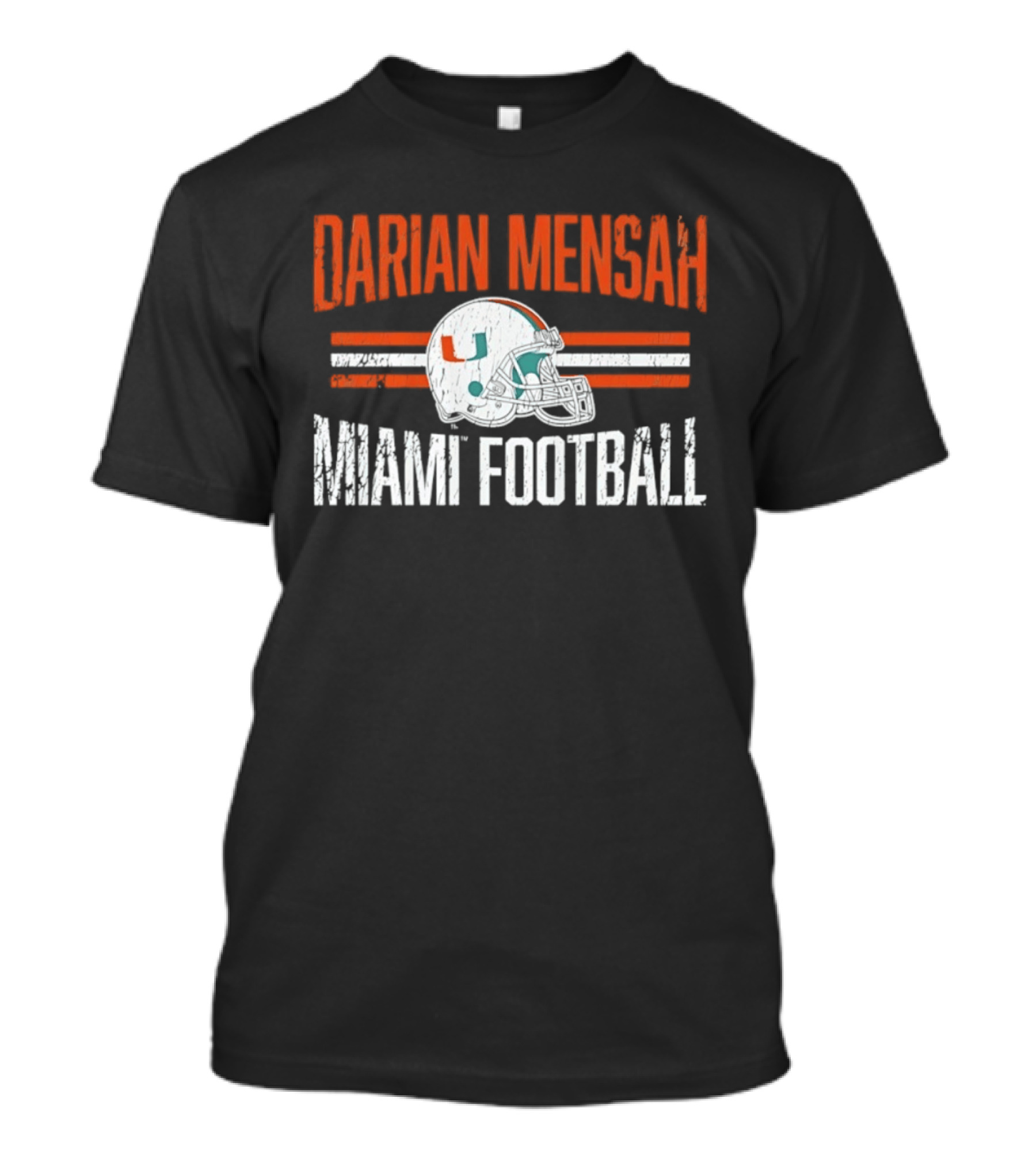 Darian Mensah Miami Football NCAA Hurricanes Helmet Hero T-Shirt