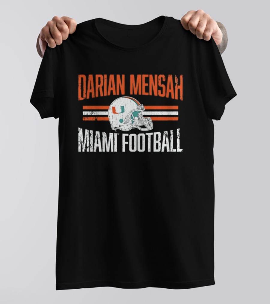 Darian Mensah Miami Football NCAA Hurricanes Helmet Hero T-Shirt