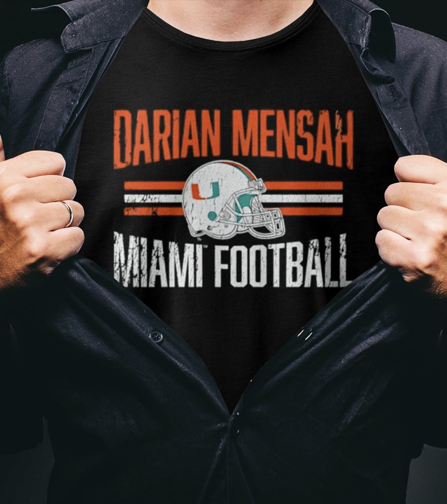Darian Mensah Miami Football NCAA Hurricanes Helmet Hero T-Shirt