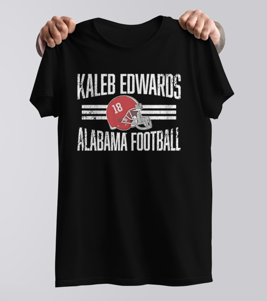 Kaleb Edwards 18 Alabama Football Helmet Hero T-Shirt