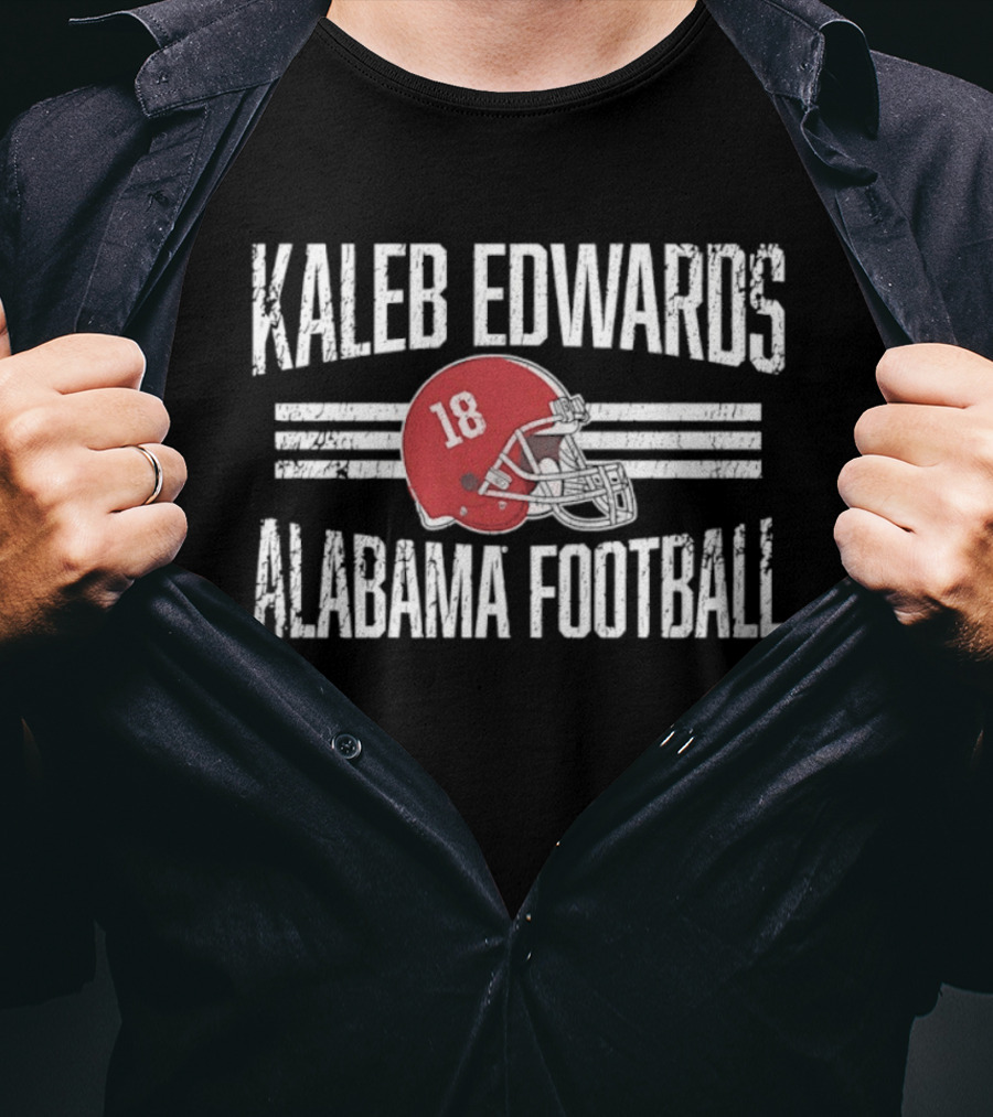 Kaleb Edwards 18 Alabama Football Helmet Hero T-Shirt