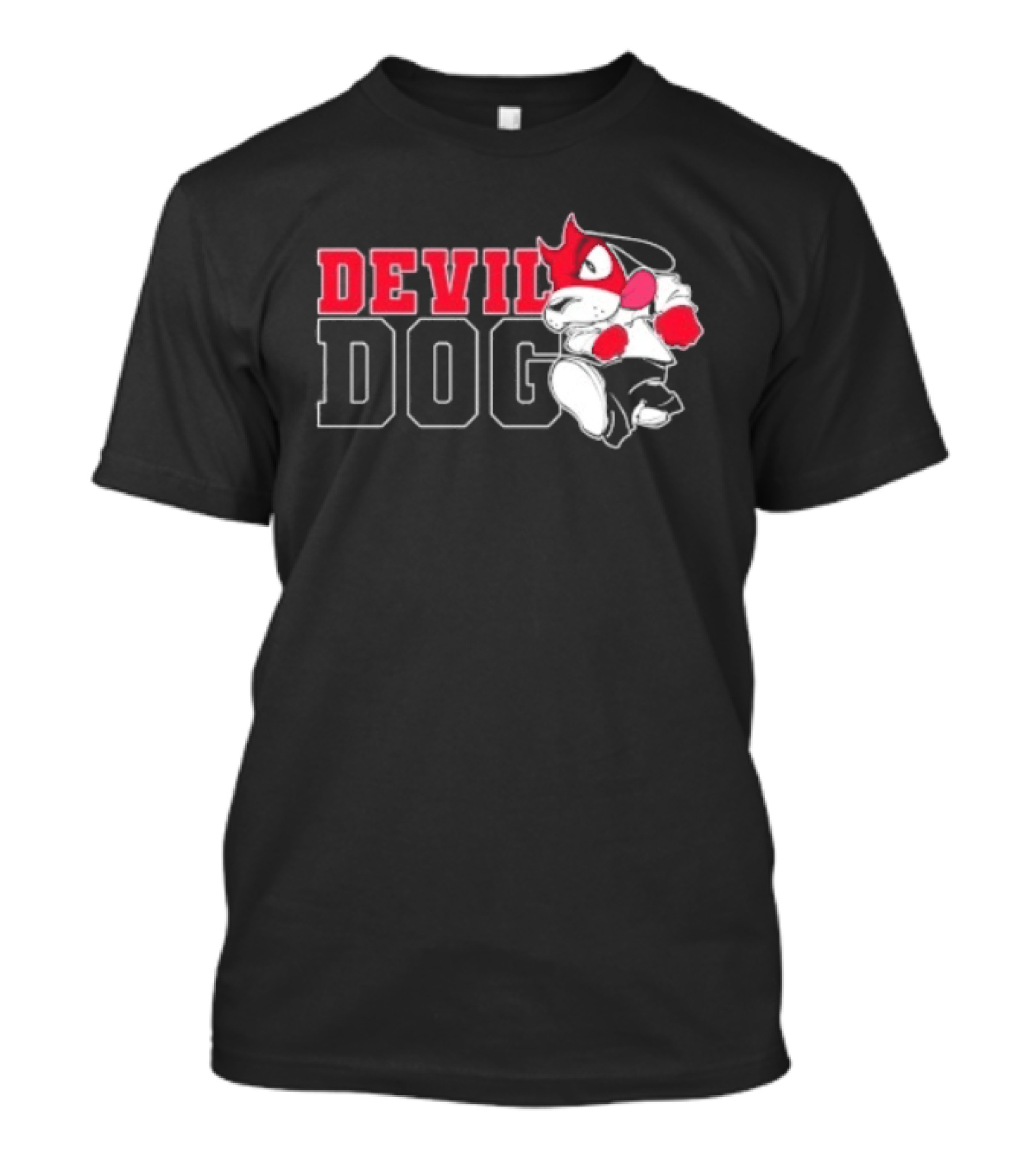 Devil Dog Cartoon Red And White T-Shirt