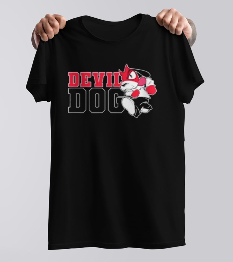 Devil Dog Cartoon Red And White T-Shirt