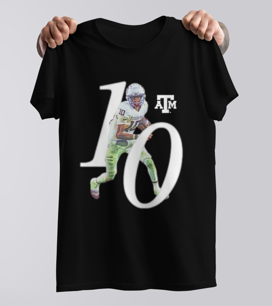Texas A&M Aggies Marcel Reed 10 Football Player Action Pose T-Shirt