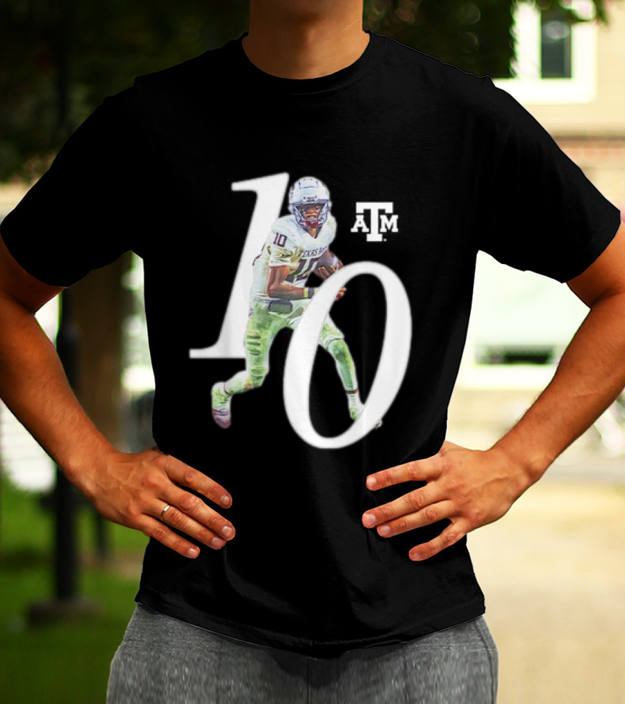 Texas A&M Aggies Marcel Reed 10 Football Player Action Pose T-Shirt