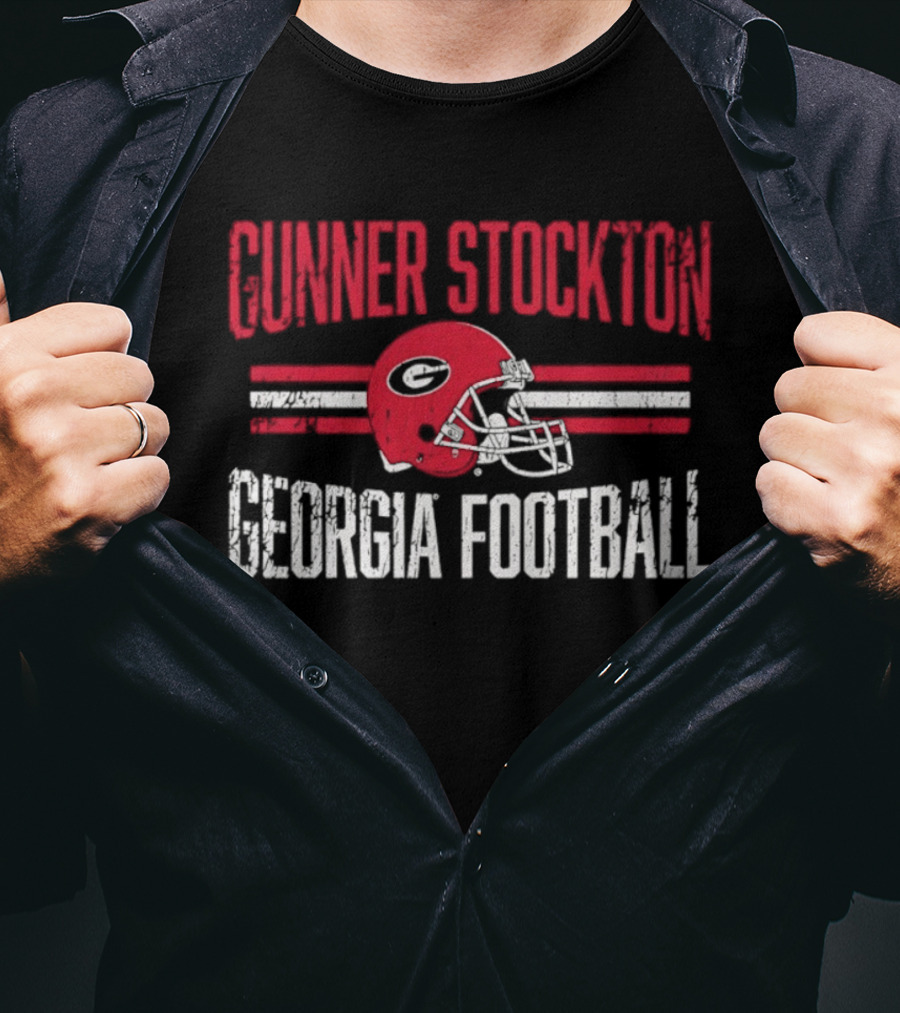 Gunner Stockton Georgia Football Helmet UGA Bulldogs NCAA T-Shirt