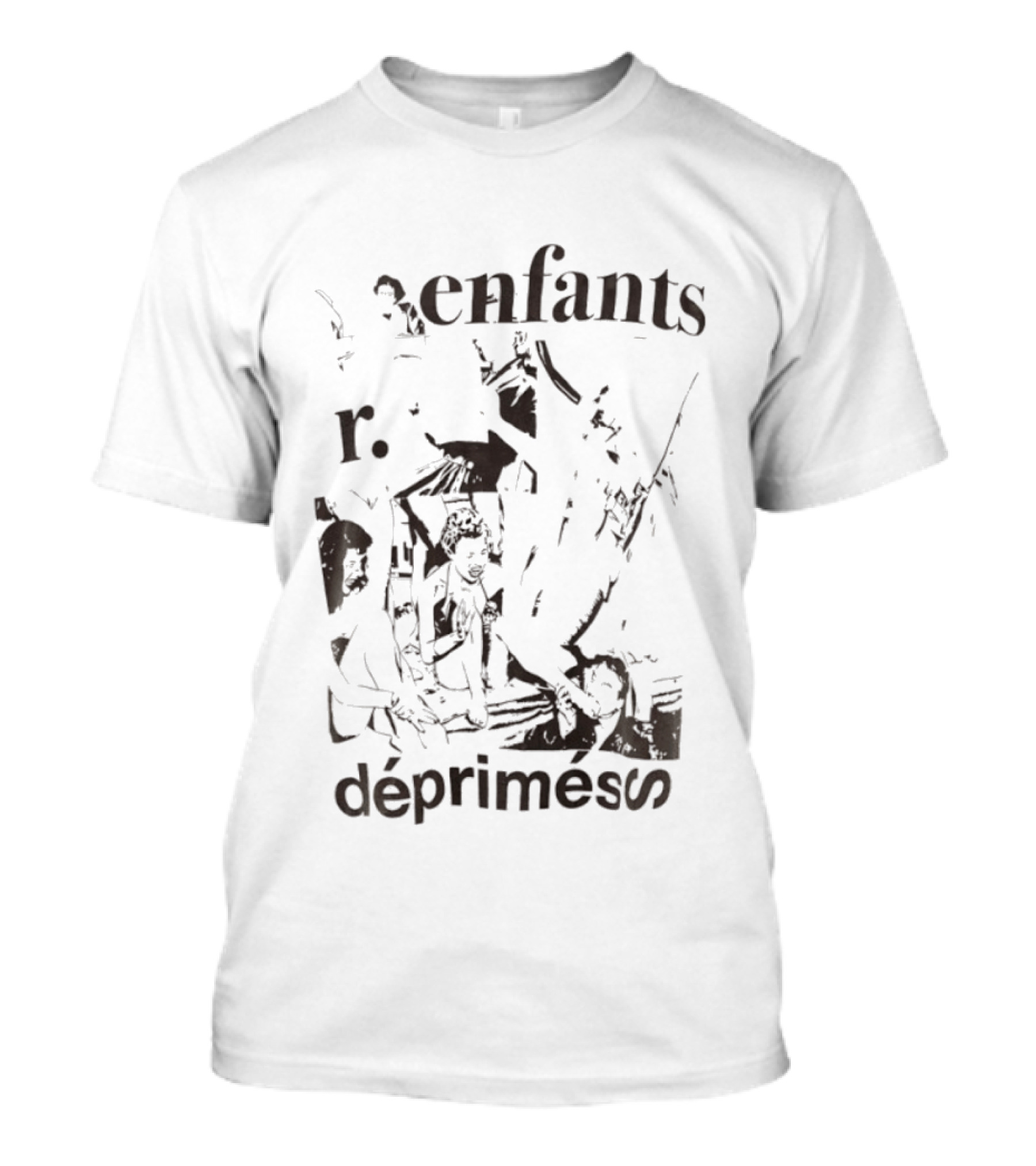 Enfants R Deprimes Monochrome Sketch Print T-Shirt