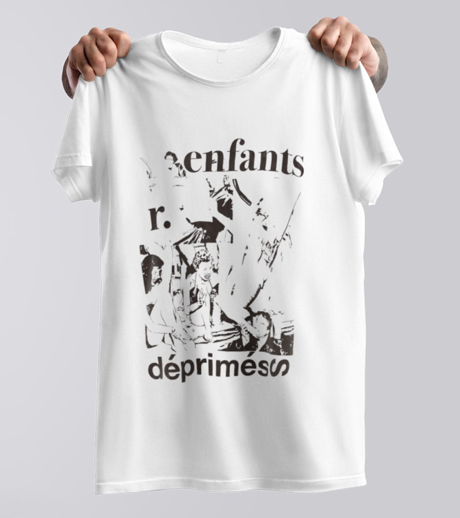 Enfants R Deprimes Monochrome Sketch Print T-Shirt