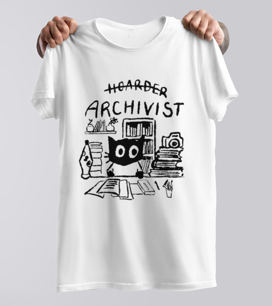 Cat Hoarder Archivist Bookworm Librarian T-Shirt