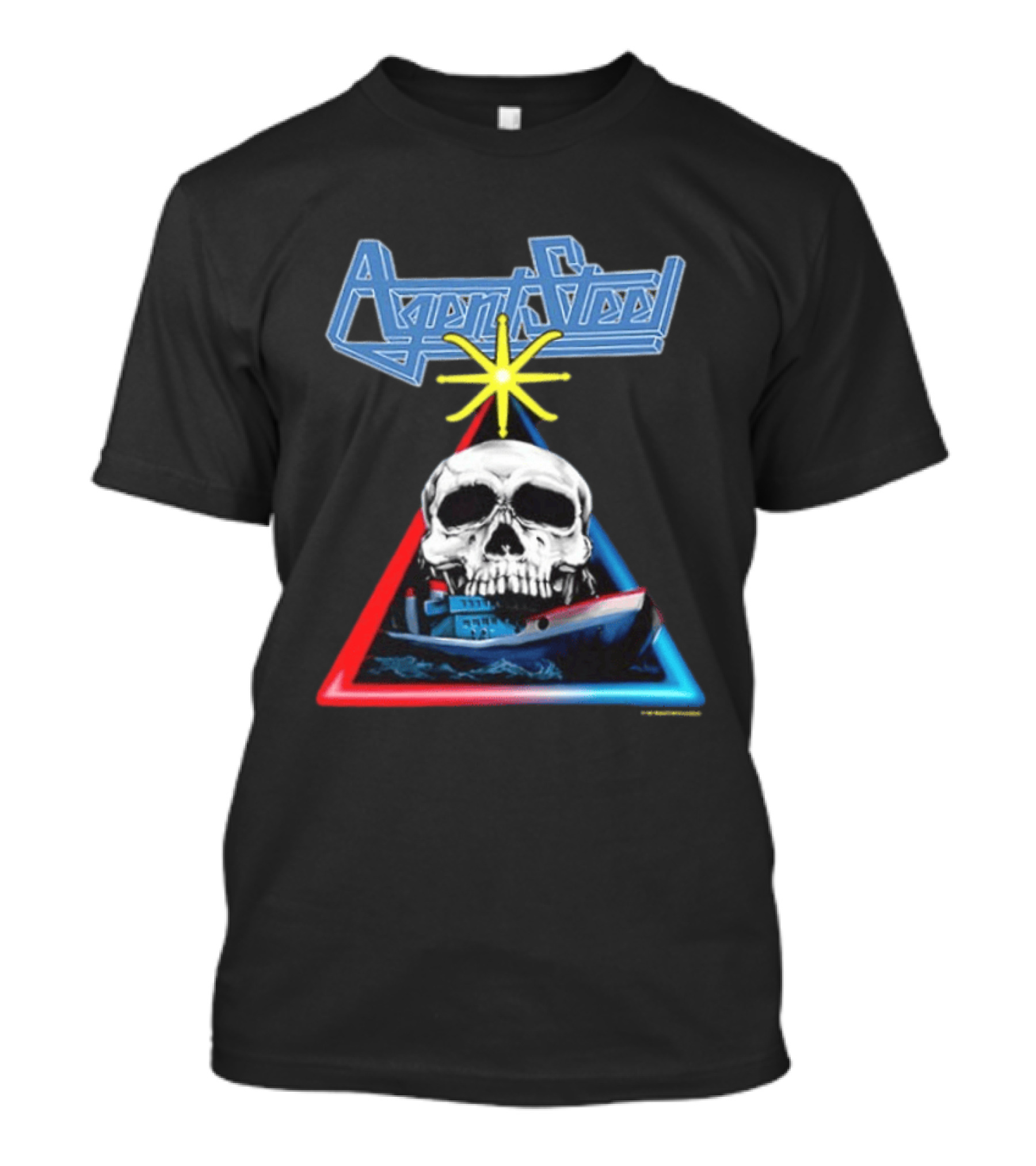 Agent Steel The Road To Atlantis Tour 1987 Skull Ship London Hamburg Two Sided T-Shirt