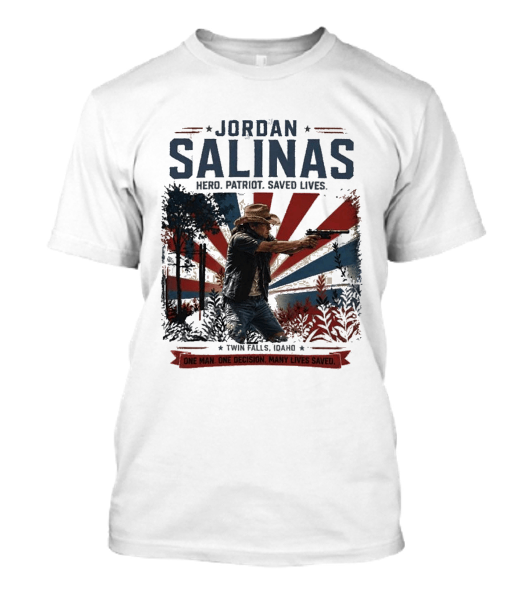 Jordan Salinas Hero Patriot Saved Lives Twin Falls Idaho T-Shirt
