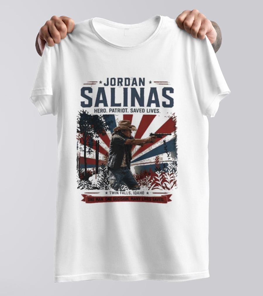 Jordan Salinas Hero Patriot Saved Lives Twin Falls Idaho T-Shirt