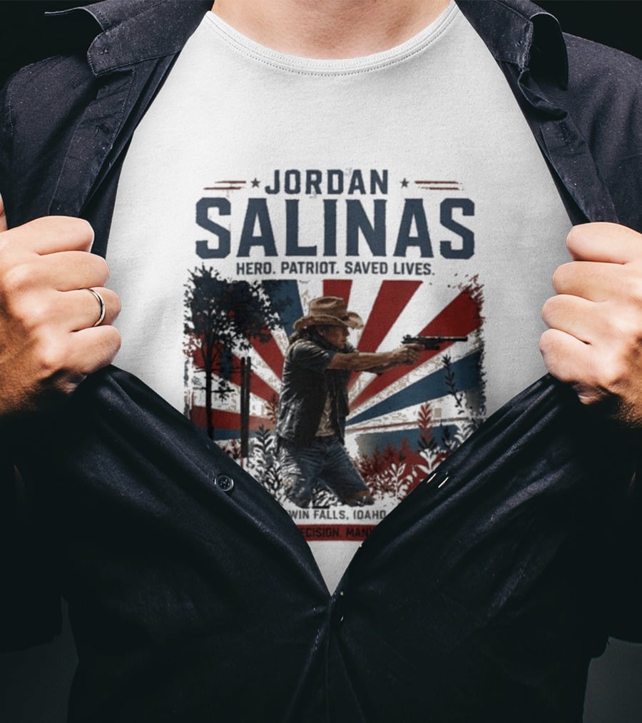 Jordan Salinas Hero Patriot Saved Lives Twin Falls Idaho T-Shirt