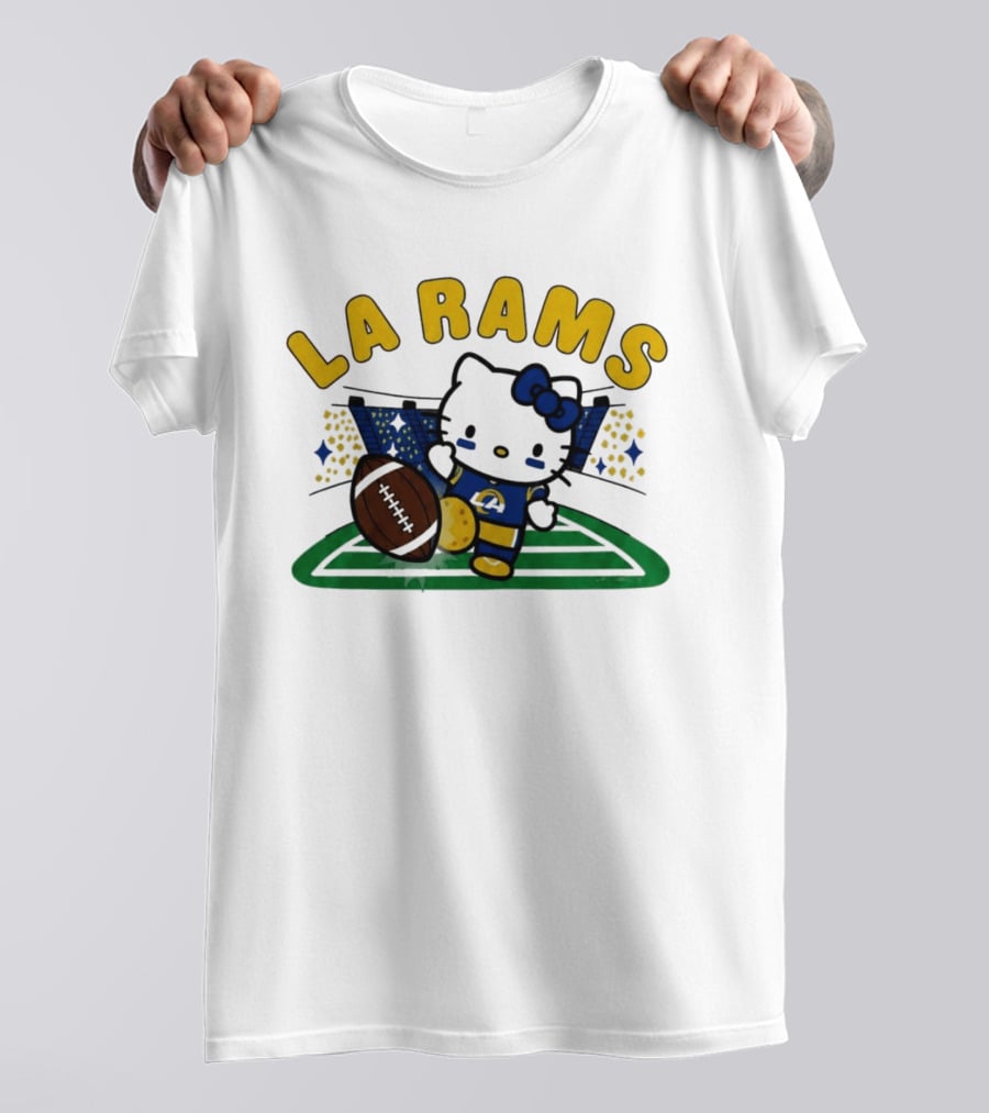 LA Rams Hello Kitty Football Kicking Stadium Scene T-Shirt