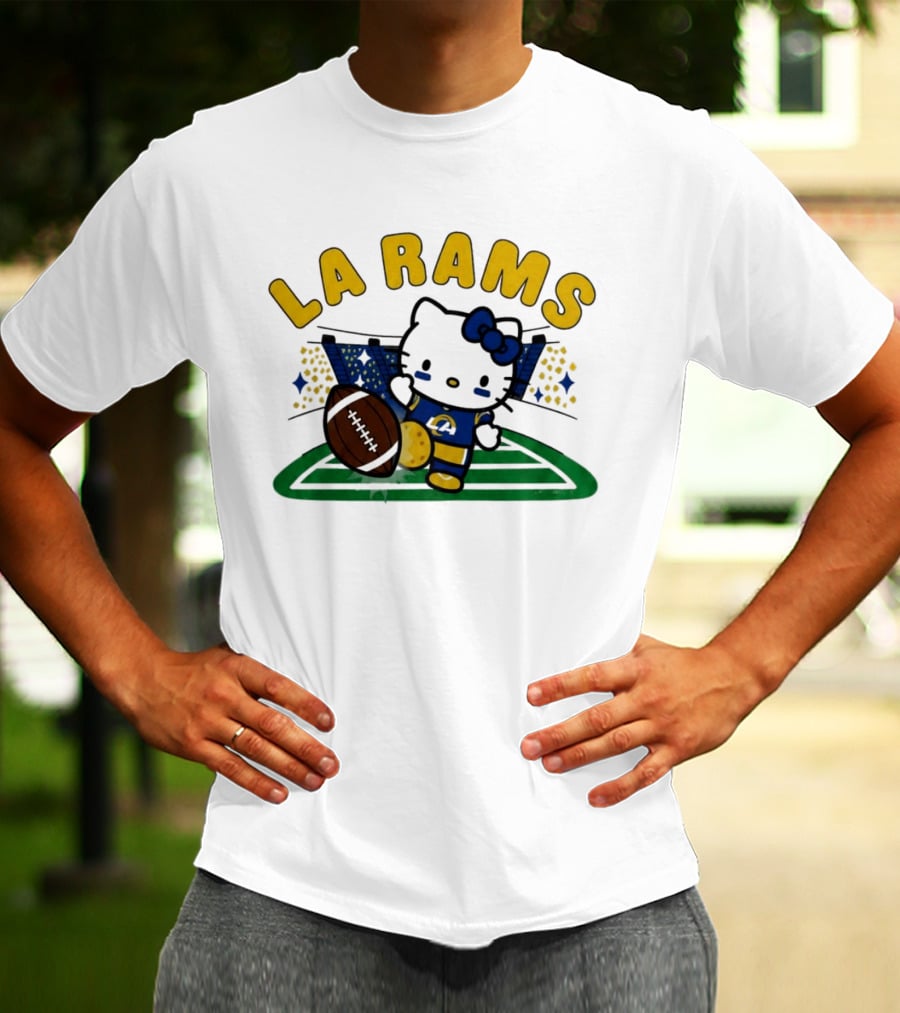 LA Rams Hello Kitty Football Kicking Stadium Scene T-Shirt