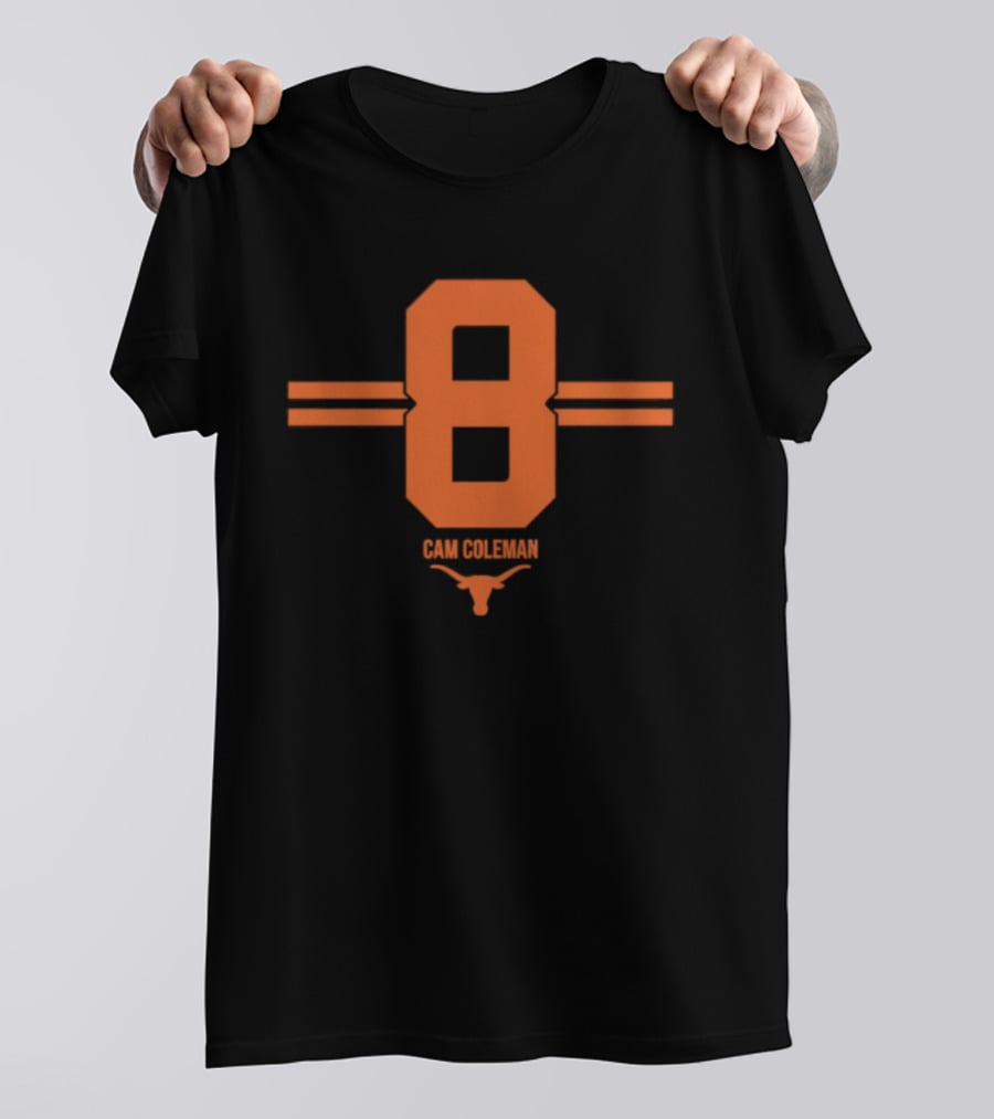 Texas Longhorns Cam Coleman Number 8 NCAA Football T-Shirt