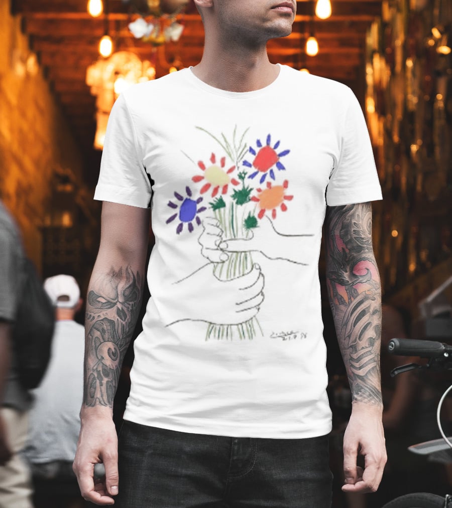PEACE FOR ALL Uniqlo Tom Mayo Woodman Pablo Picasso Flower T-Shirt