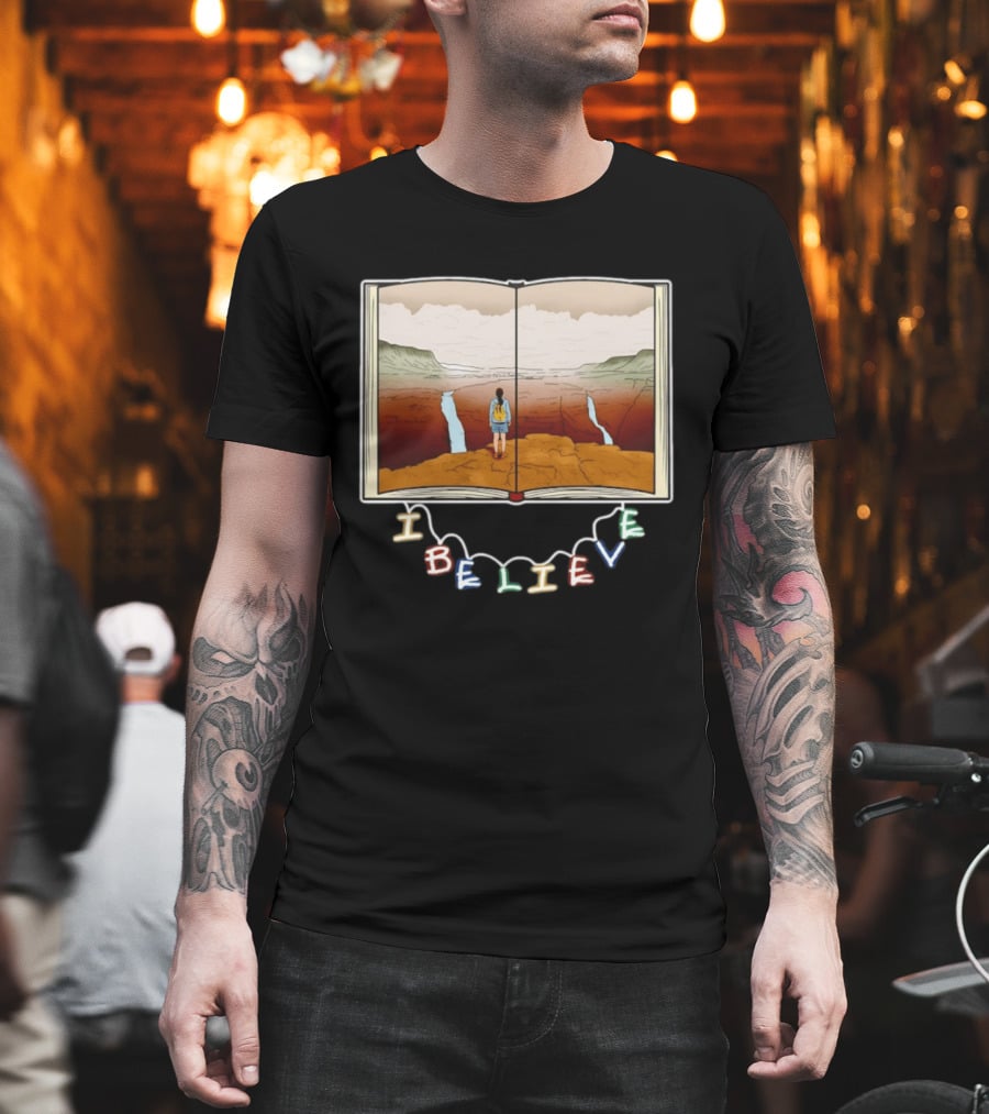 I Believe Open Book Landscape Journey Adventure T-Shirt
