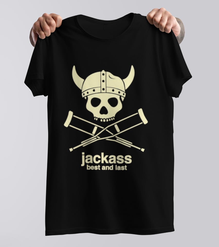 Jackass Best And Last Viking Skull With Crutches T-Shirt