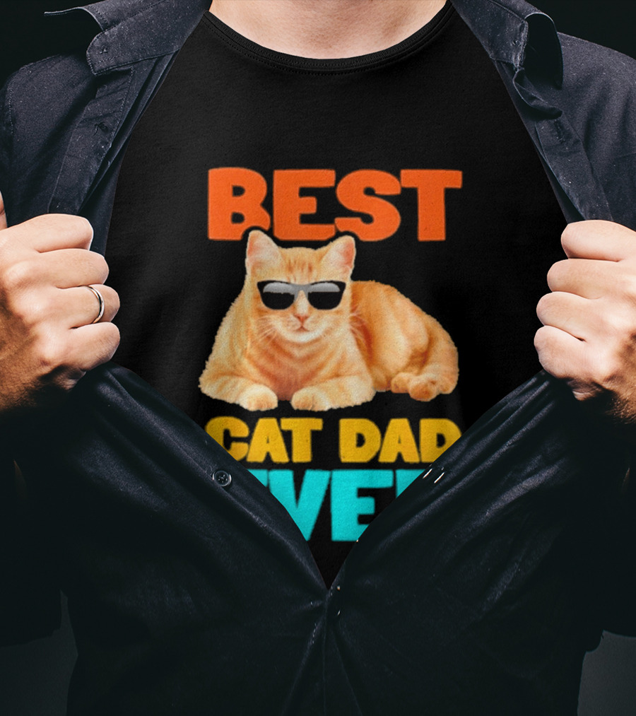 Best Cat Dad Ever Tabby Owner Birthday Fathers Day T-Shirt