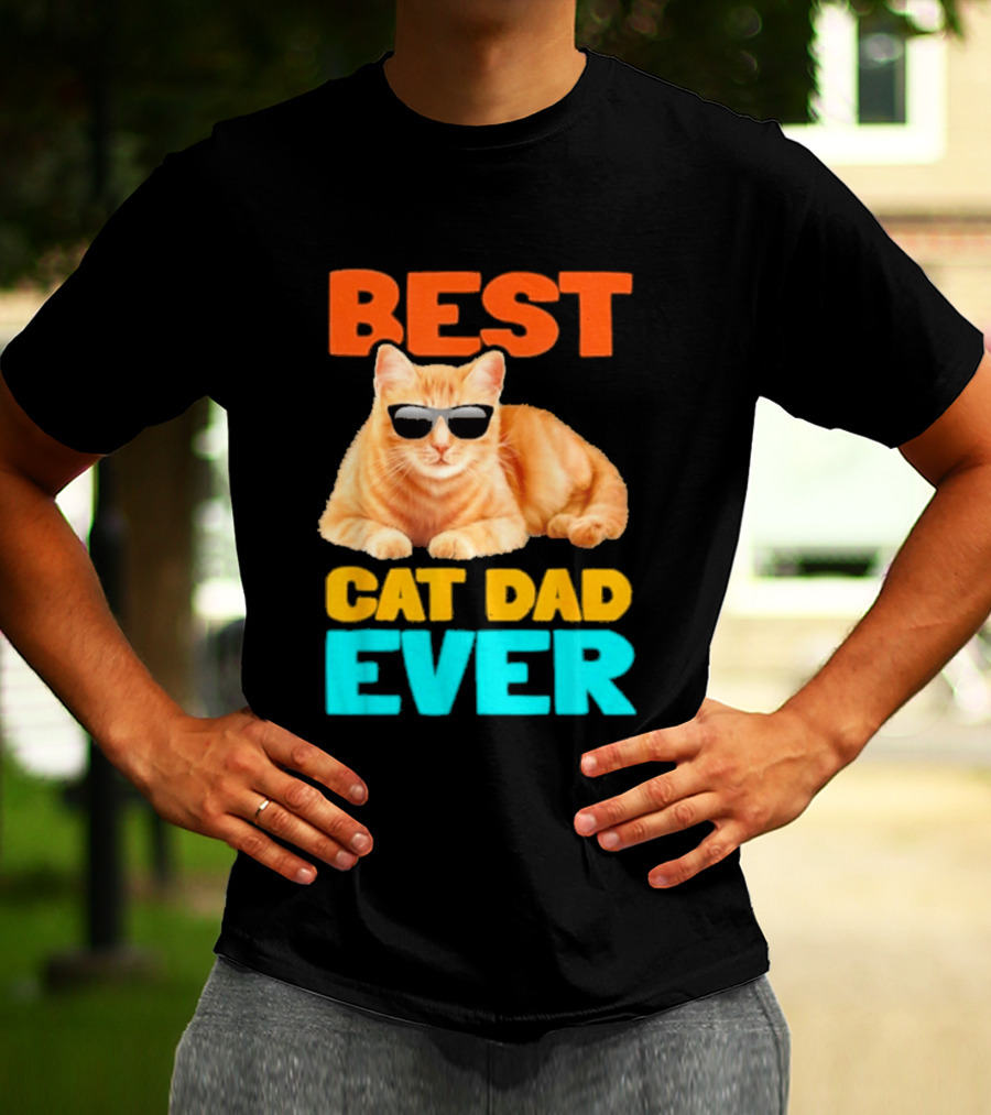 Best Cat Dad Ever Tabby Owner Birthday Fathers Day T-Shirt