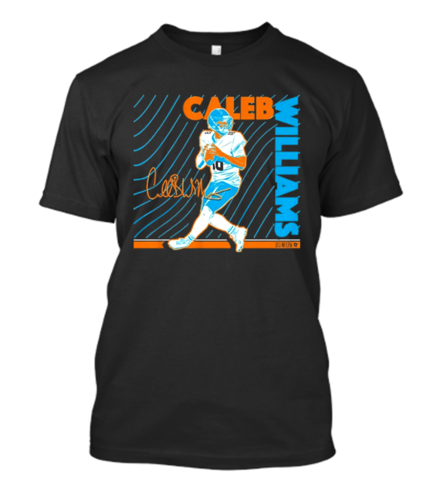 Caleb Williams Neon Nights Football Pose With Signature T-Shirt