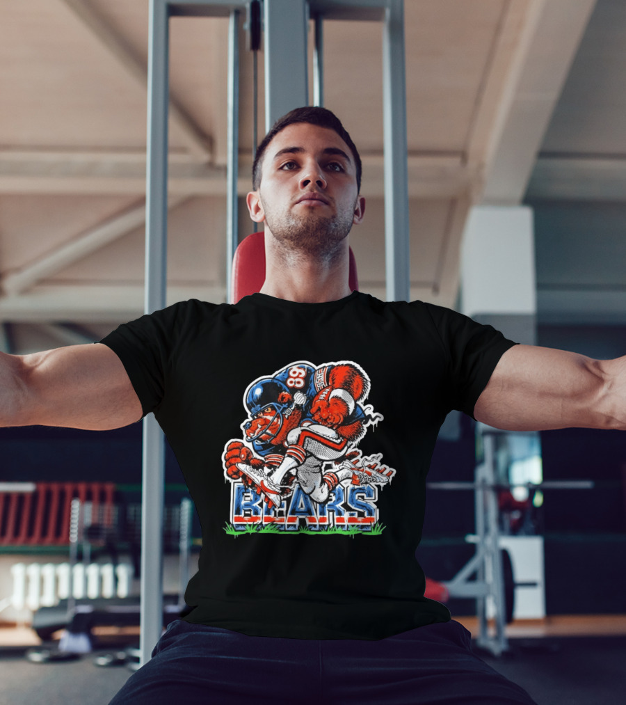 Mike Ditka 89 Chicago Bears Football Bear Fierce Cartoon Helmet T-Shirt