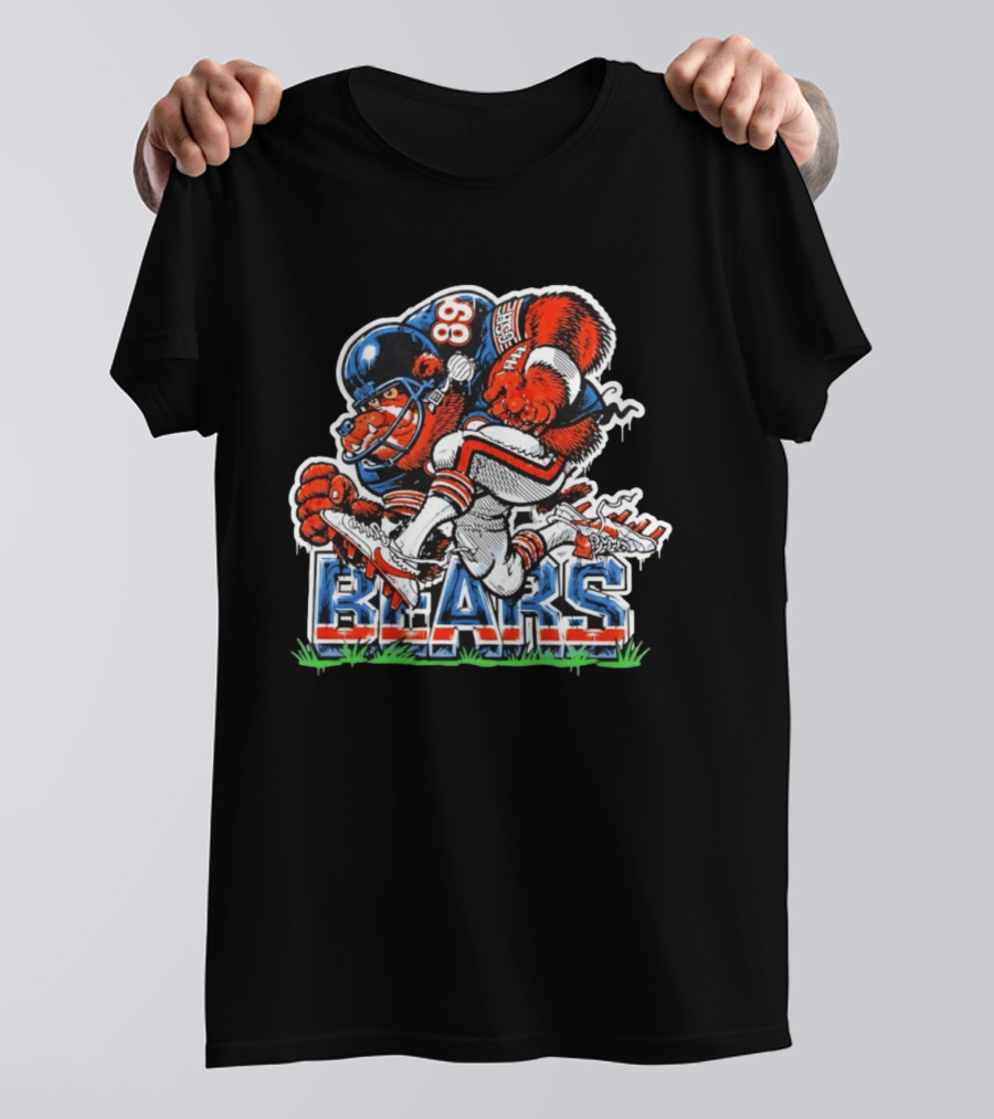Mike Ditka 89 Chicago Bears Football Bear Fierce Cartoon Helmet T-Shirt