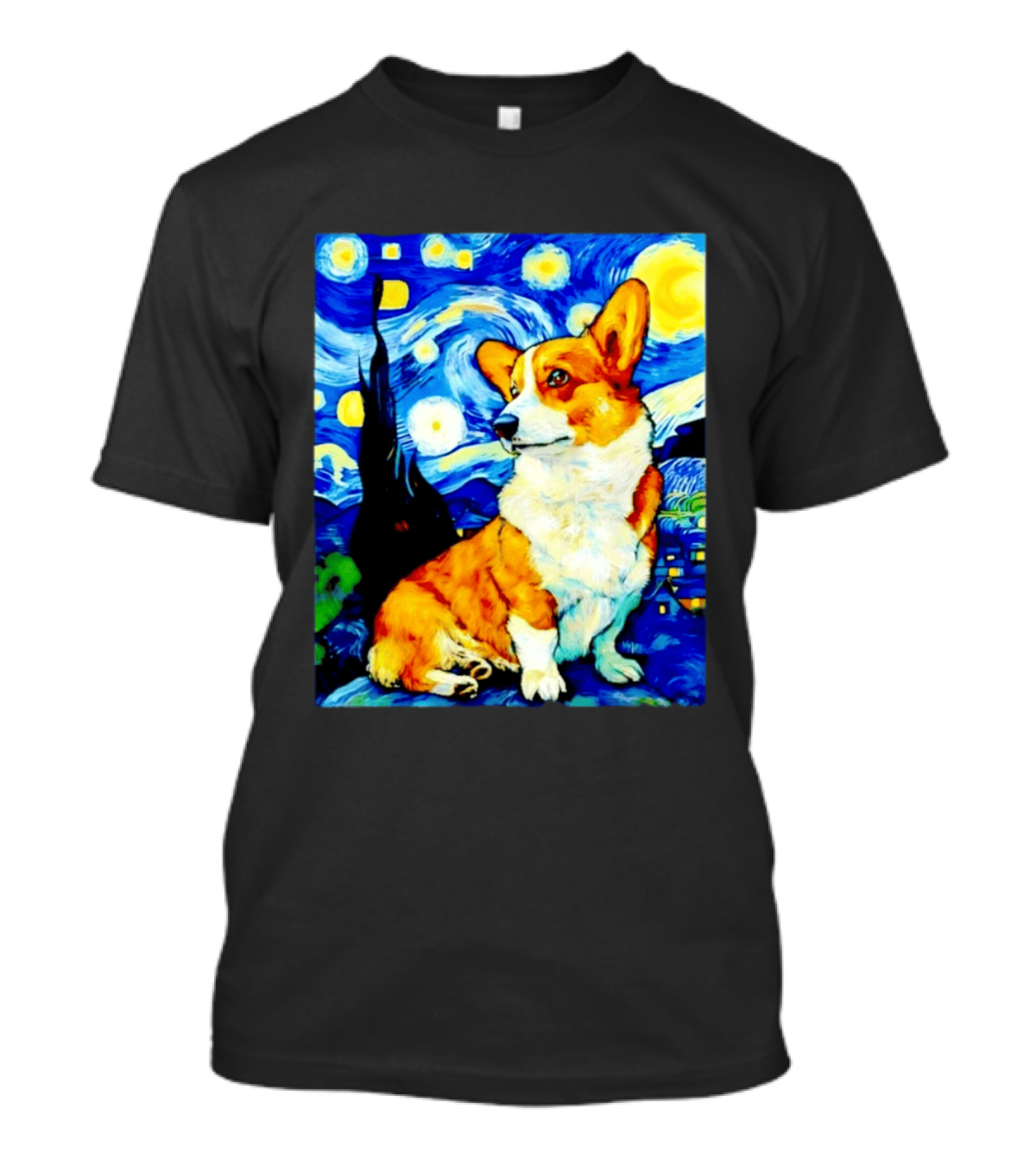 Corgi The Starry Night Vincent Van Gogh Dog Art Collaboration T-Shirt