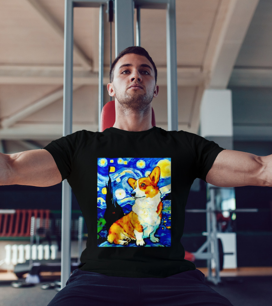 Corgi The Starry Night Vincent Van Gogh Dog Art Collaboration T-Shirt