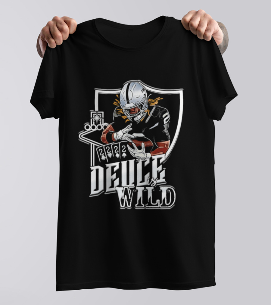 Deuce Is Wild Las Vegas Raiders Football Poker Theme Iconic Quarterback T-Shirt
