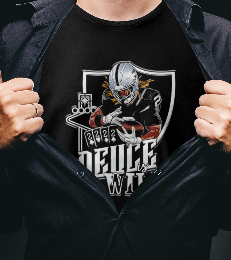 Deuce Is Wild Las Vegas Raiders Football Poker Theme Iconic Quarterback T-Shirt