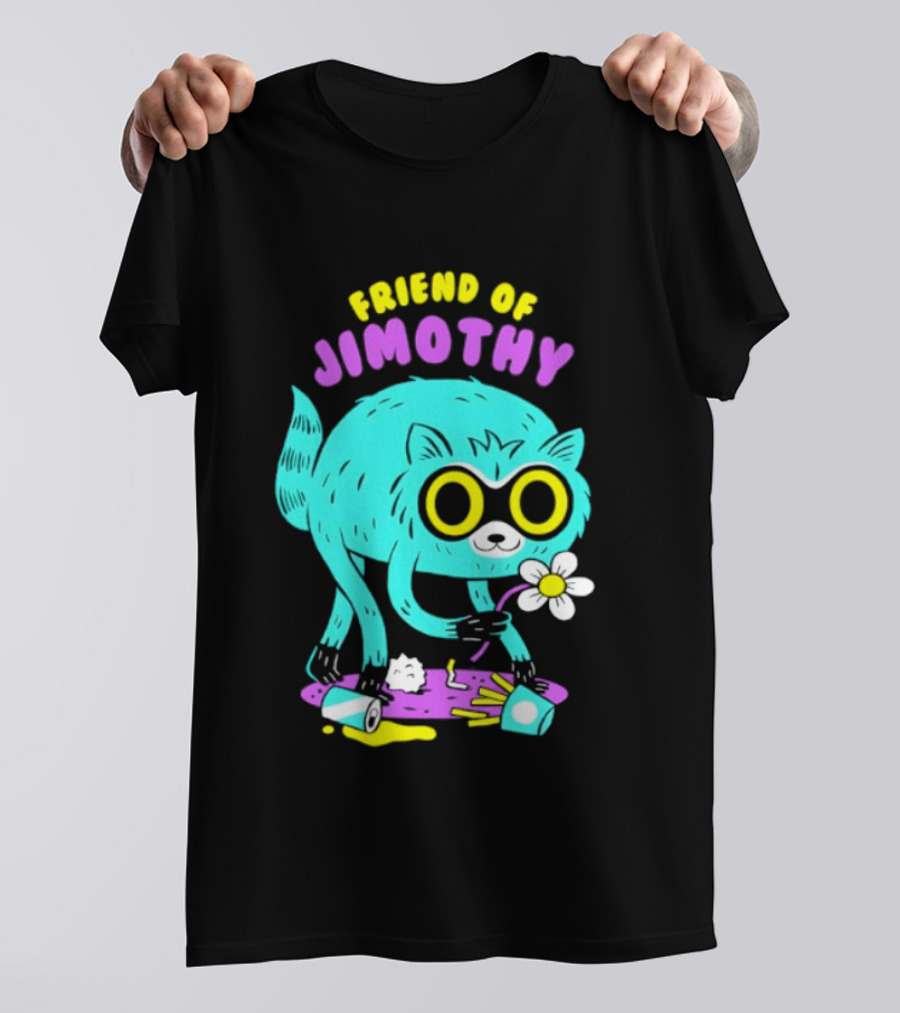 Friend Of Jimothy Raccoon Holding Flower Cute Cartoon T-Shirt