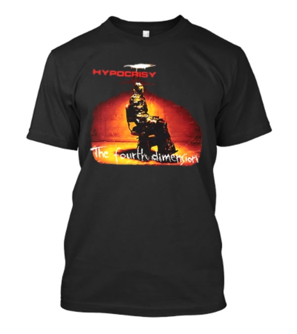 Hypocrisy The Fourth Dimension Red Text And Seated Figure T-Shirt