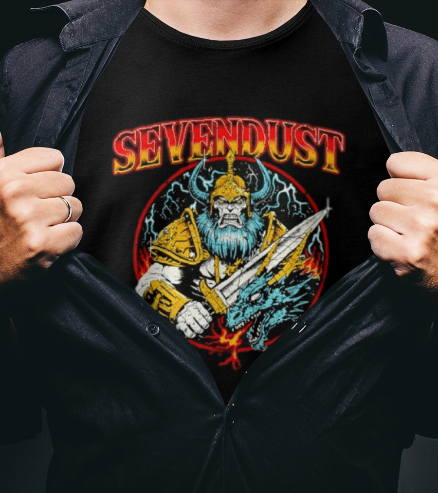 Sevendust Viking Warrior Dragon Battle Axe Power T-Shirt