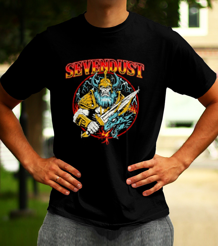 Sevendust Viking Warrior Dragon Battle Axe Power T-Shirt
