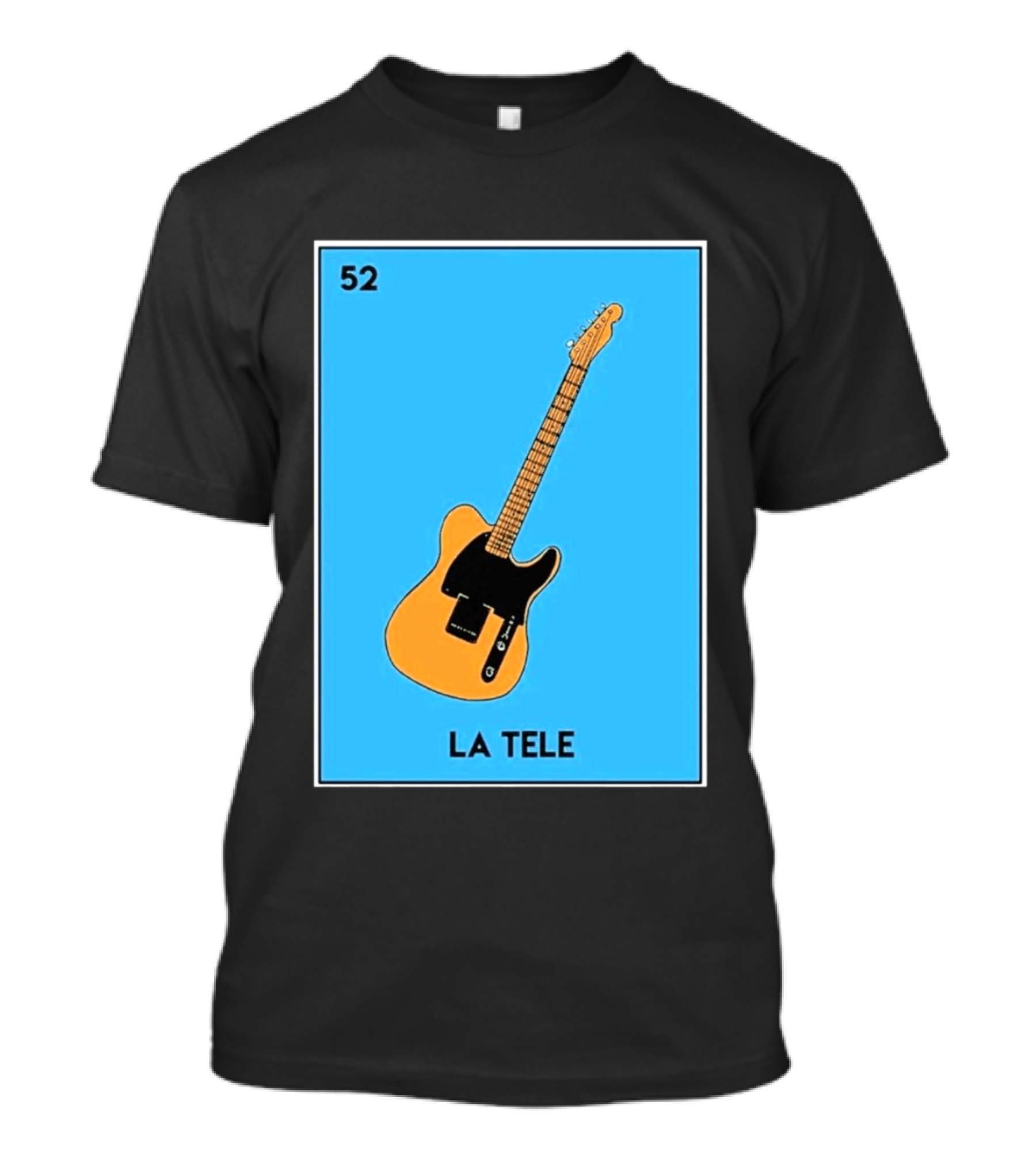 Jeff Garlin La Tele 52 Guitar Image With Number On Blue T-Shirt
