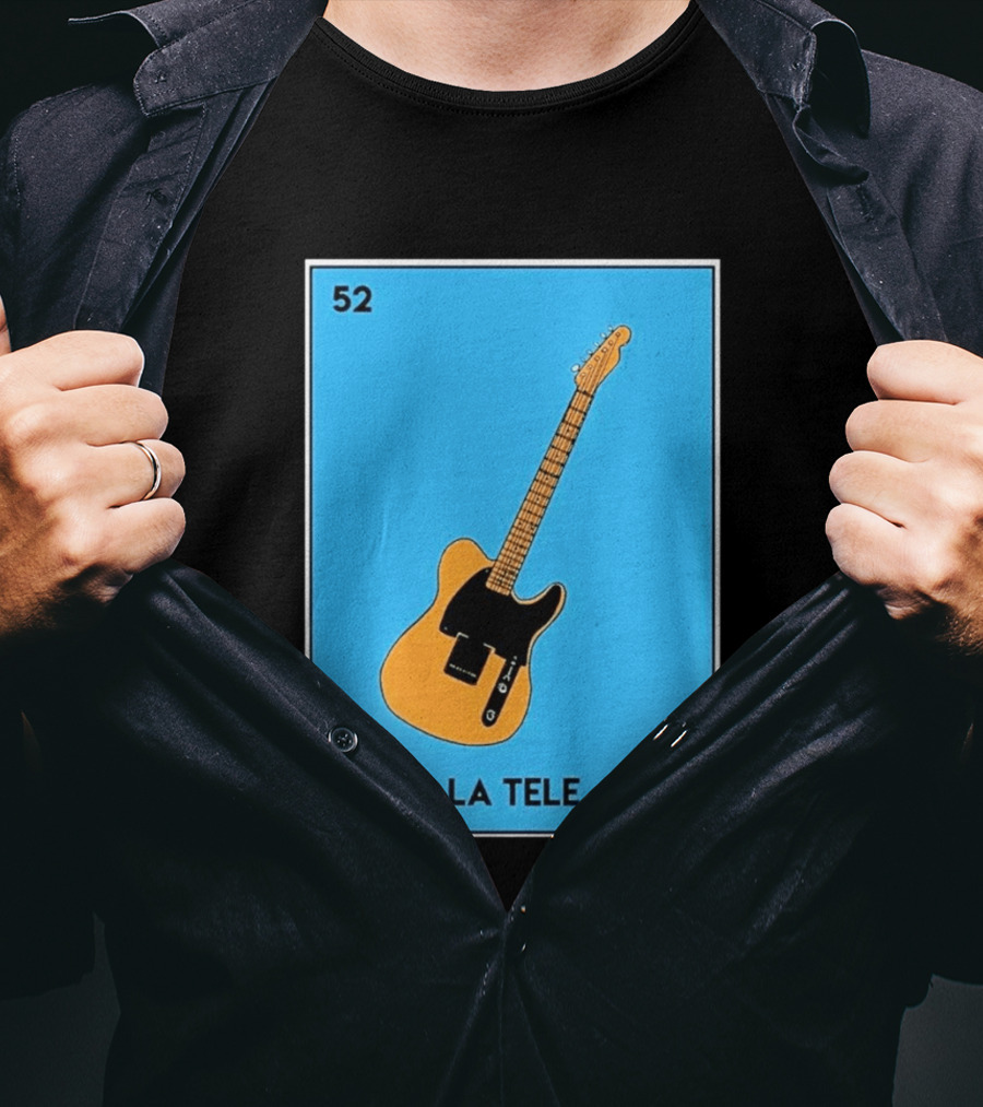 Jeff Garlin La Tele 52 Guitar Image With Number On Blue T-Shirt