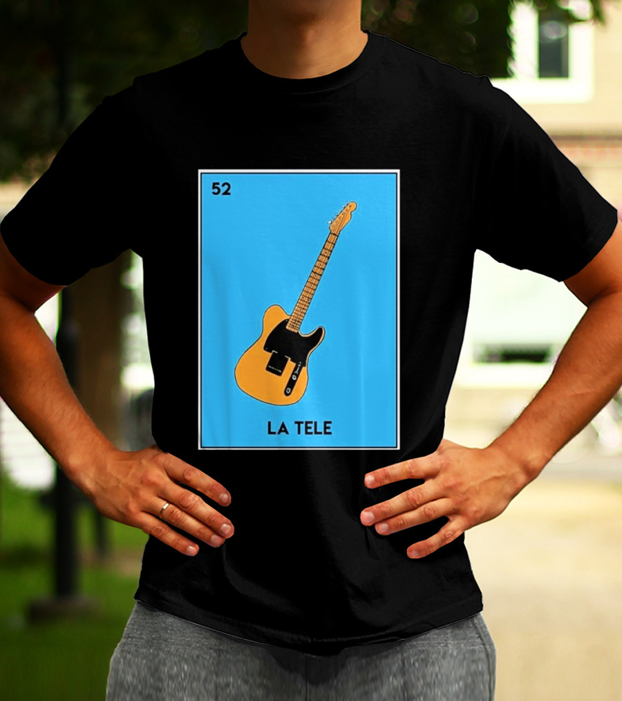 Jeff Garlin La Tele 52 Guitar Image With Number On Blue T-Shirt